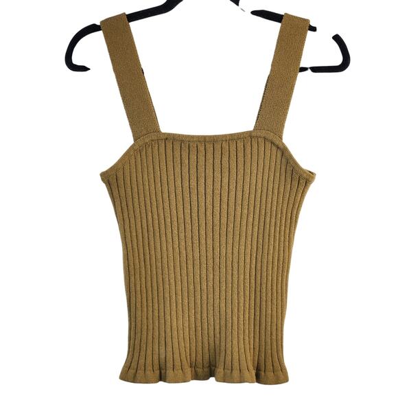 Madewell Tilney Ribbed Knit Sweater Tank Spiced Olive Sz M Stretchy Earthy Chic - Picture 1 of 10